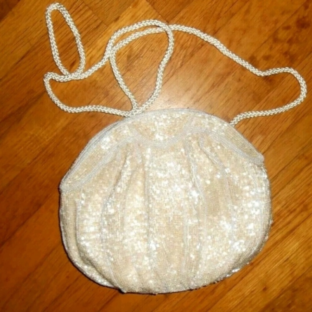 Vintage Beaded Beige Handmade Clutch